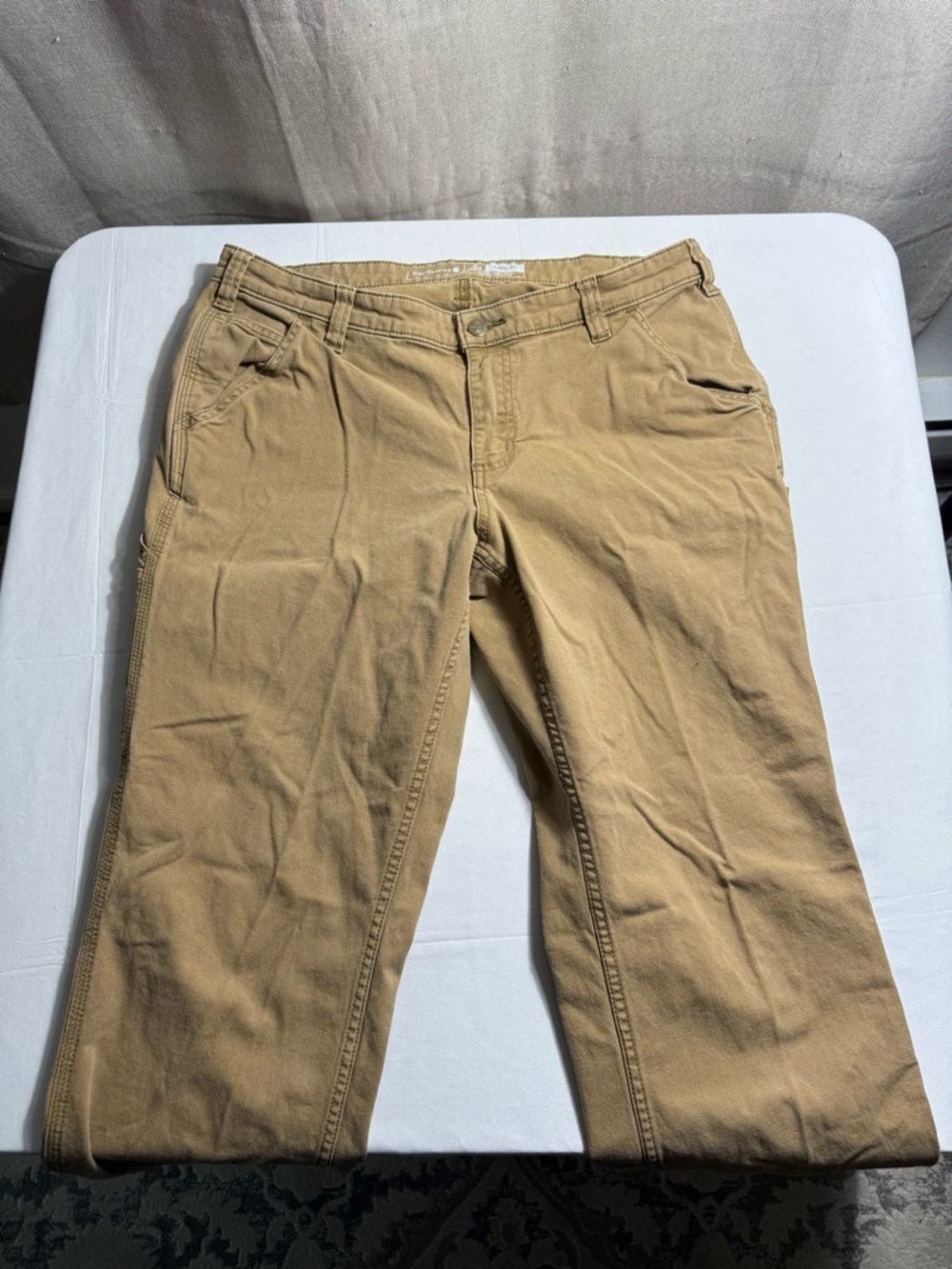 Carhartt Double Knee Pants Womens 12 Brown Carpenter Relaxed Fit Rugged Flex